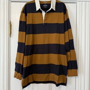 Arizona Jean Company Casual Button Down Shirt Navy and Rust